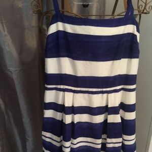 Anne Taylor short dress stripes blue & white